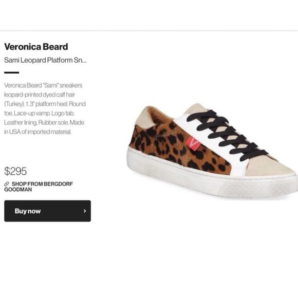 Veronica Beard Distressed Sami Leopard Calf Hair Suede Sneakers - Picture 2 of 11